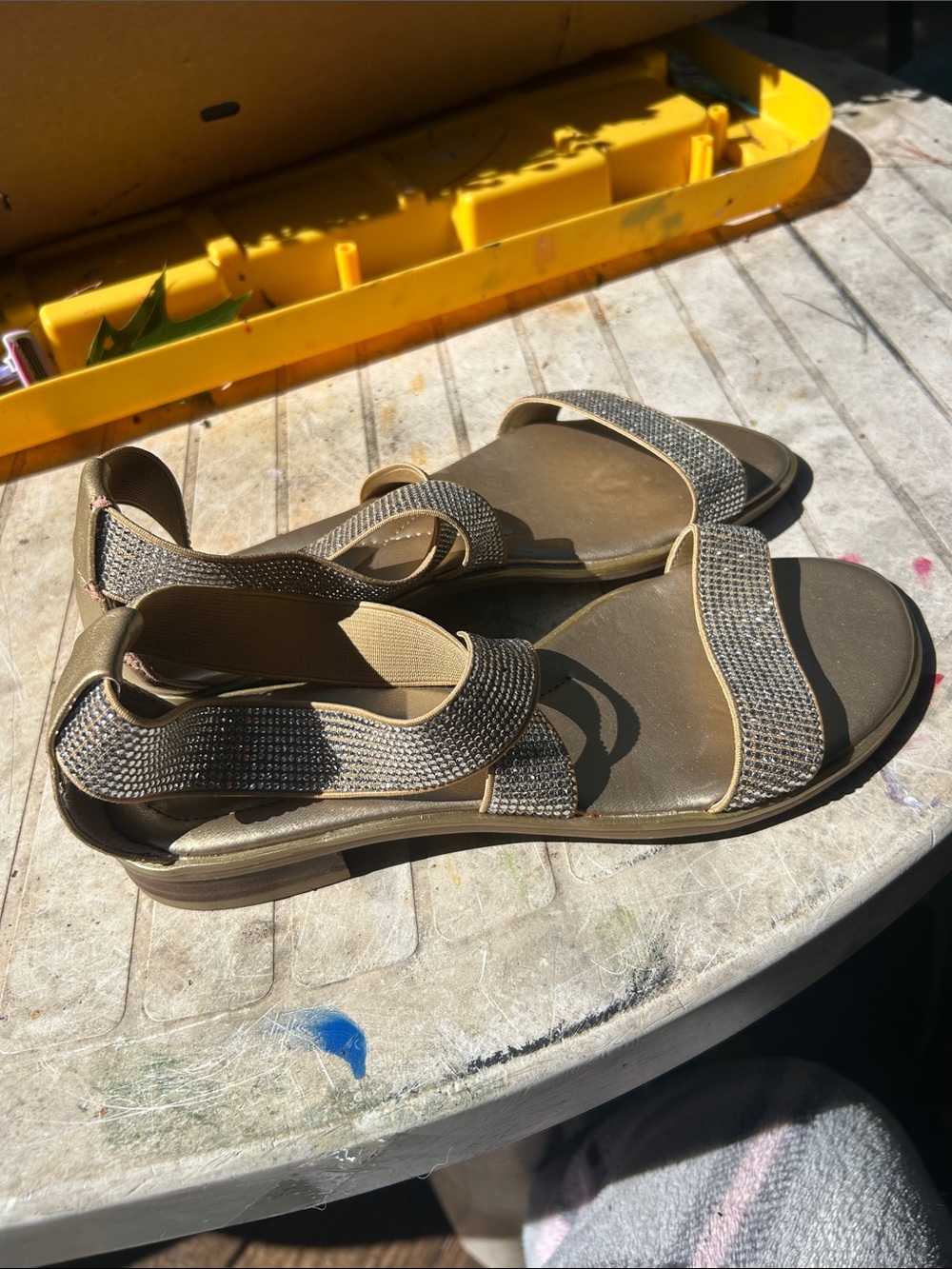 Gold Rhinestone Strap Women's Sandals